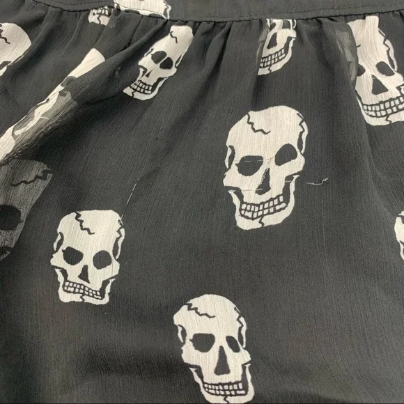 TRIPP NYC Skull Chiffon Dress Ruffles Goth Black Size Large - Picture 11 of 13